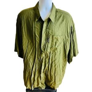 Code Zero XL Green Rayon Shirt 90s Y2K Vibe Soft Boxy Fit Summer Casual